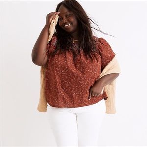 Madewell Square Neck Smocked Top in Dotted Vines NE835